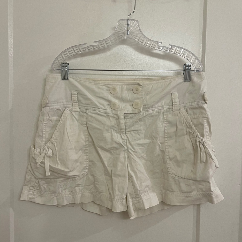 For the Republic White Shorts‎ Bows Bug Pockets Chic Cargo Baggy Coastal